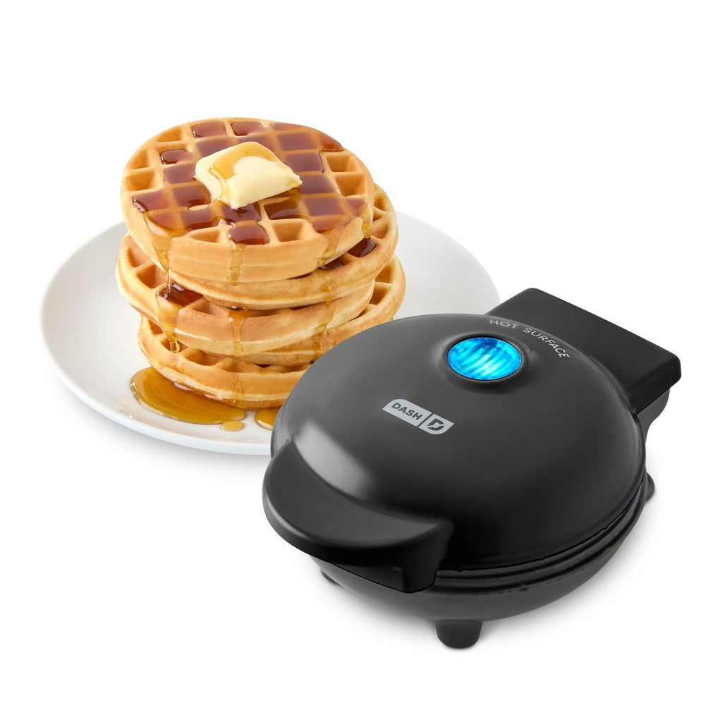 DASH Mini Waffle Maker 4in Nonstick Black Waffle Iron w/ Recipe Guide