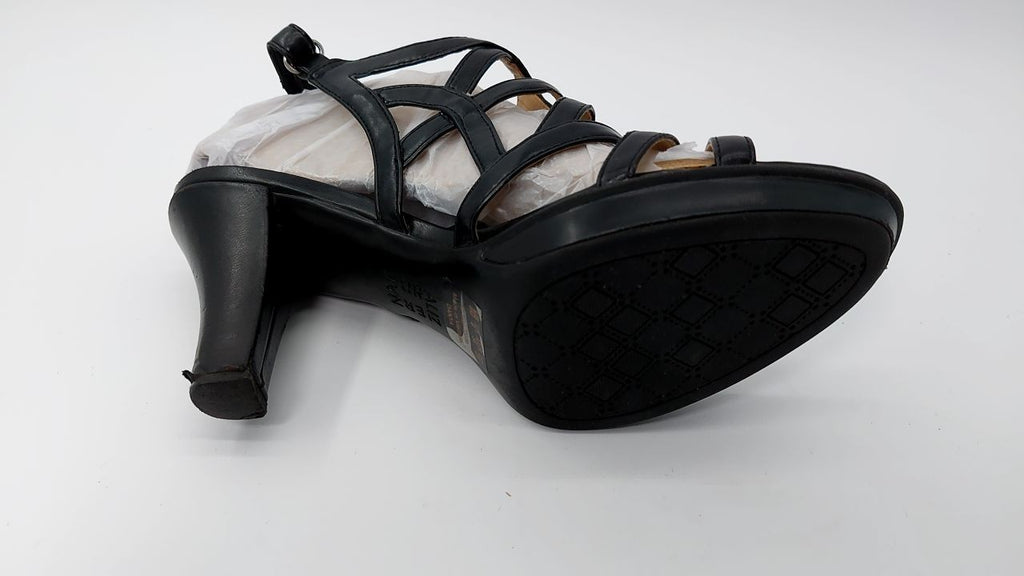 Naturalizer Womens Baylor Strappy High Heel Dress Sandal Black Smooth 8 M