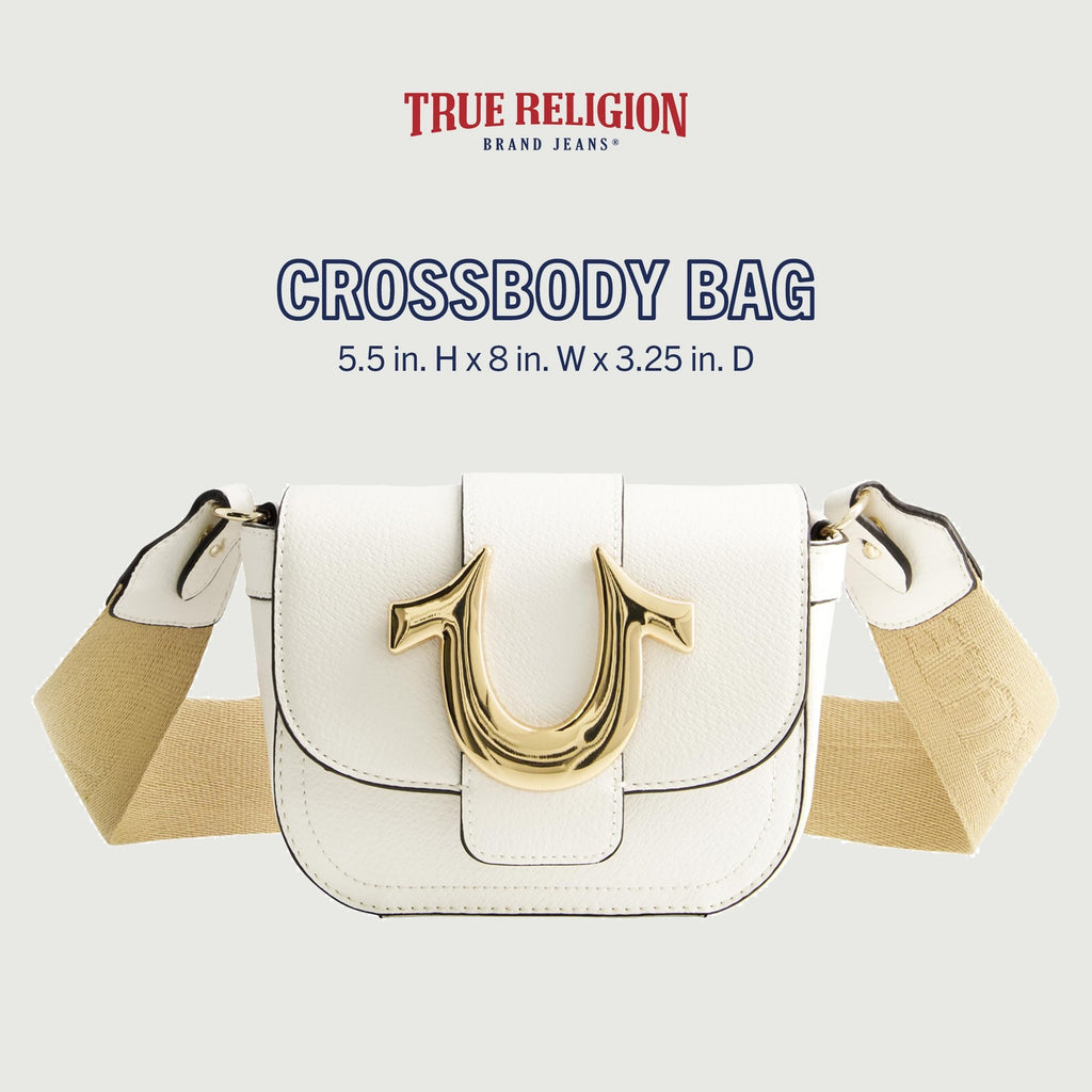 Mini Flap Crossbody Handbag for Women, True Religion, White