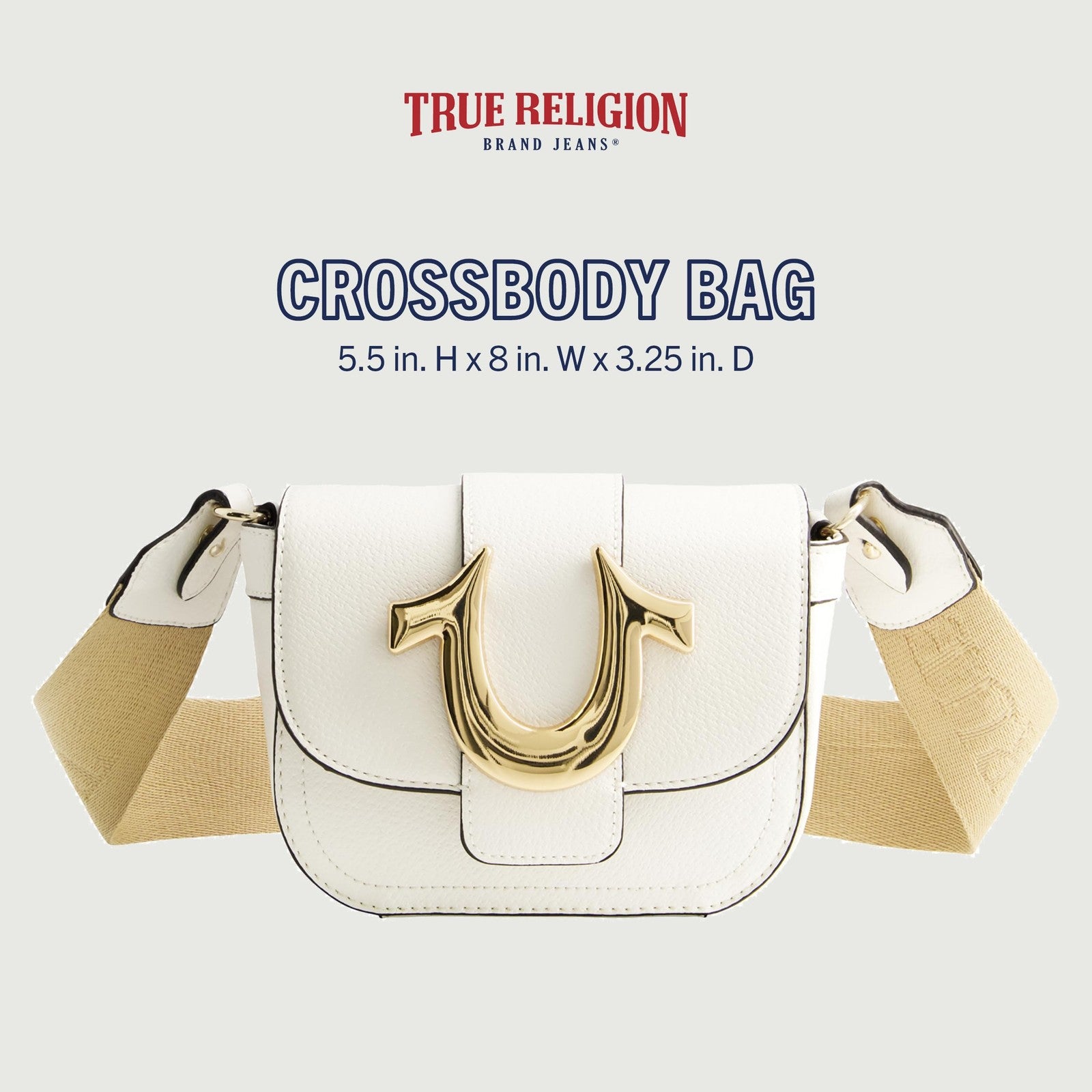 Mini Flap Crossbody Handbag for Women, True Religion, White