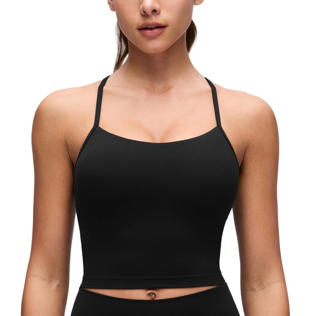 CRZ YOGA Butterluxe Y Back Crop Tank Black Small Sports Bra