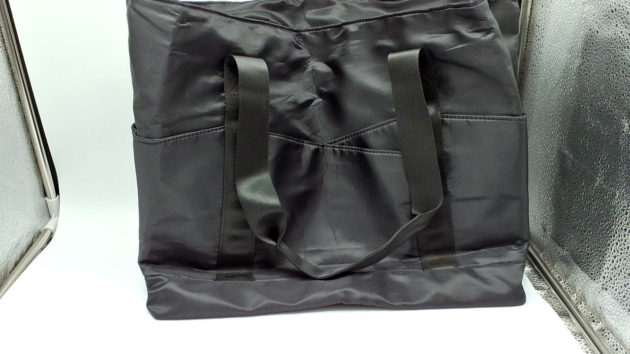 Black Large Tote Bag for Women w/ Laptop Compartment & Trolley Sleeve