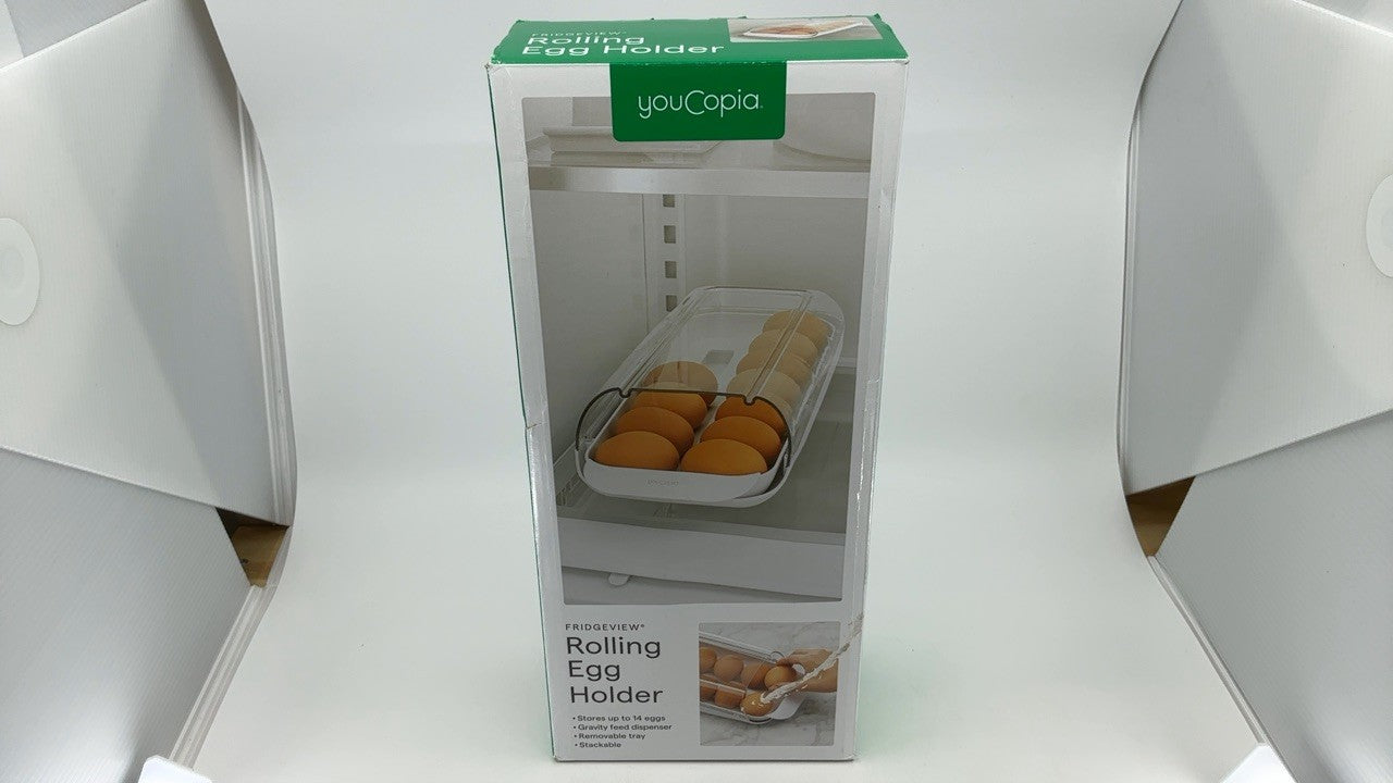 Fridge Egg Holder, Clear View, Stackable, Removable Tray, 12-14 Eggs