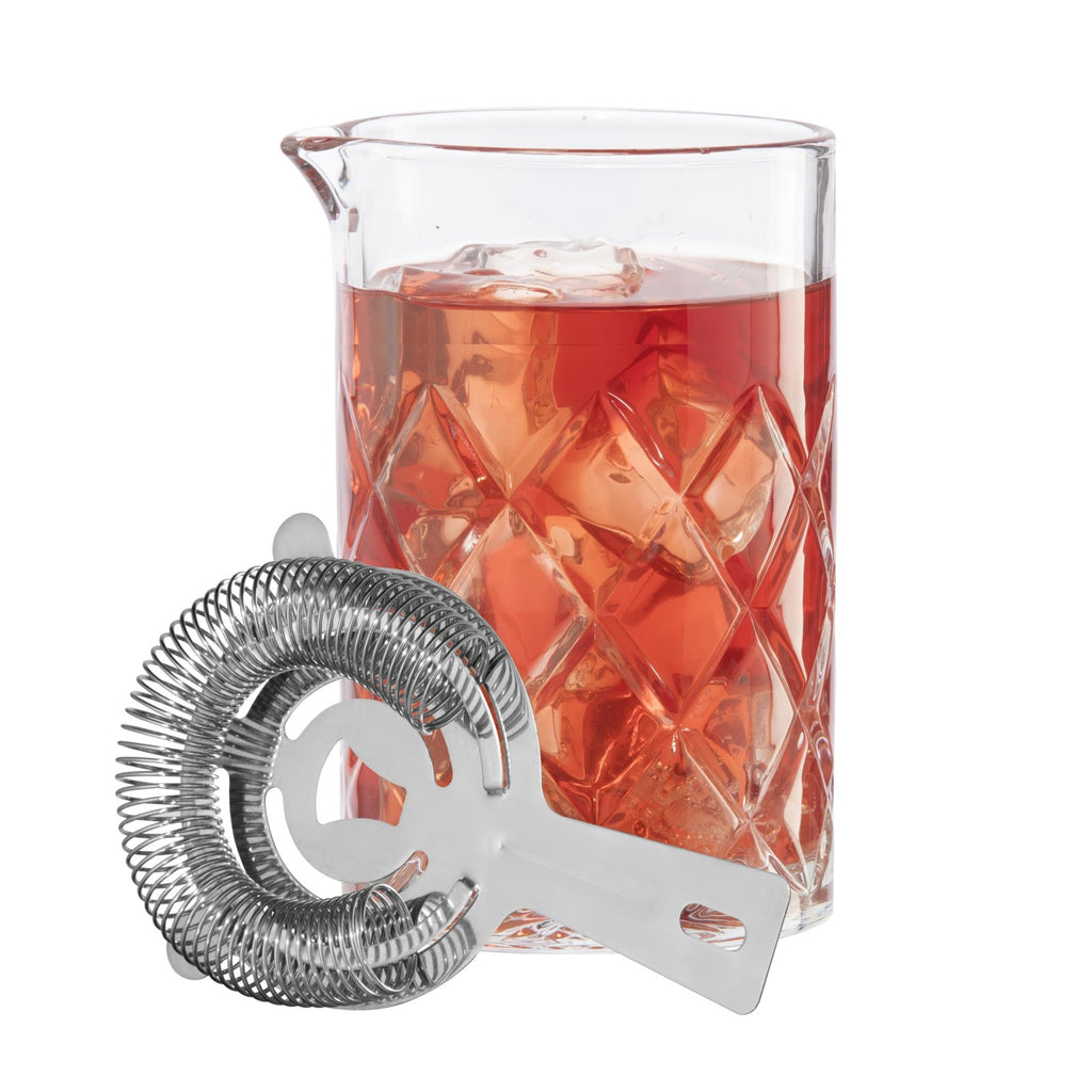 Elegant Cocktail Mixing Glass & Stainless Steel Strainer Set