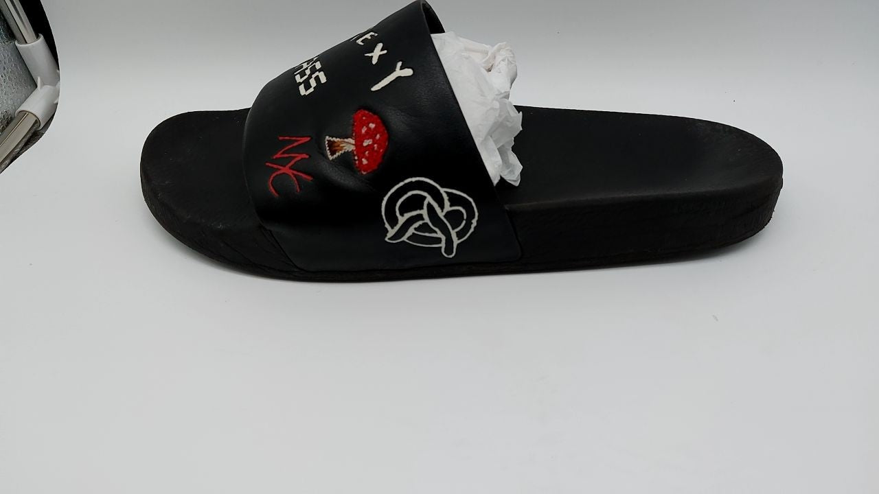 Coach Men's Slide Sandal with Sketch Print Platform, Charcoal/Black, 11