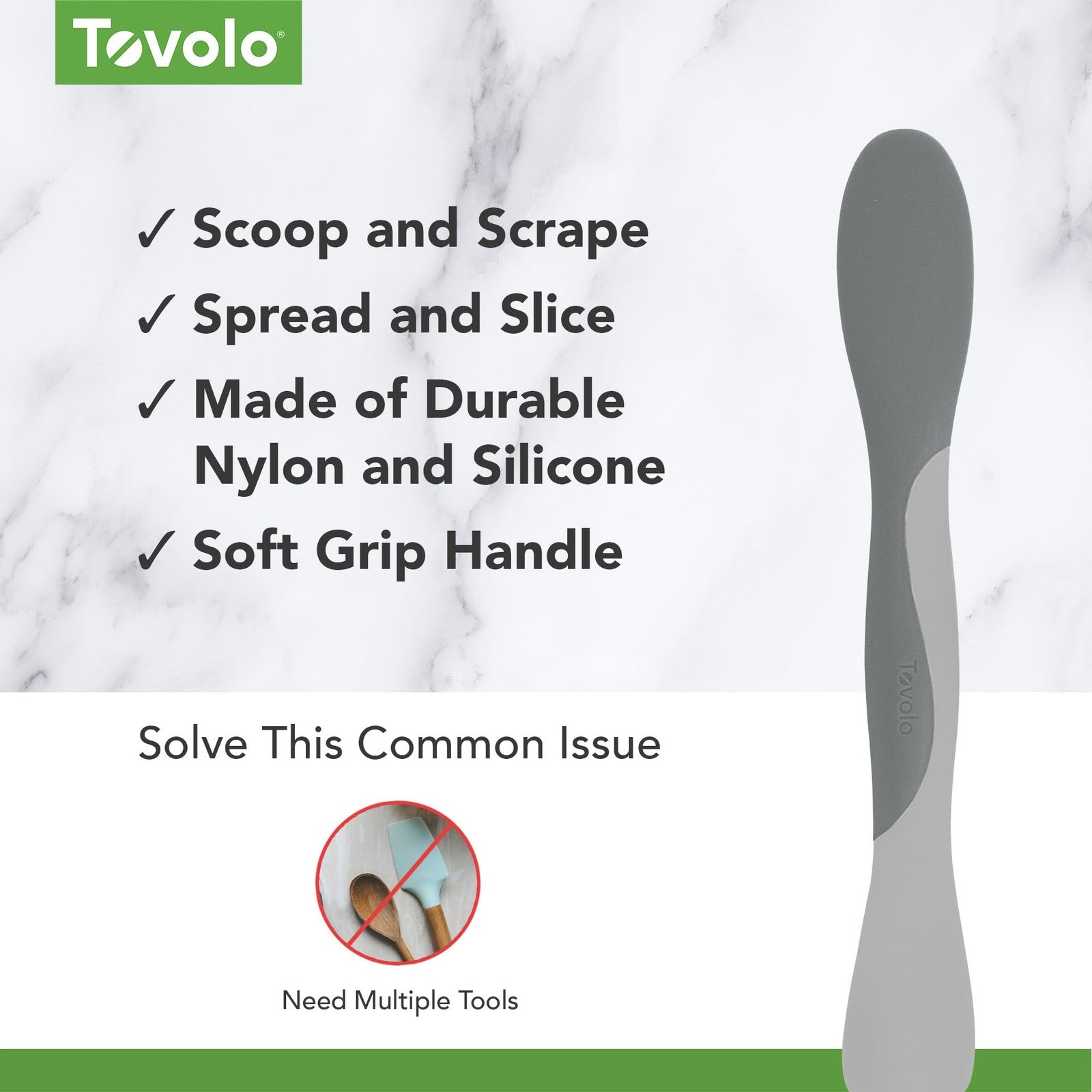 Tovolo Scoop & Spread Tool, Dual-Ended Silicone & Nylon, Dishwasher Safe