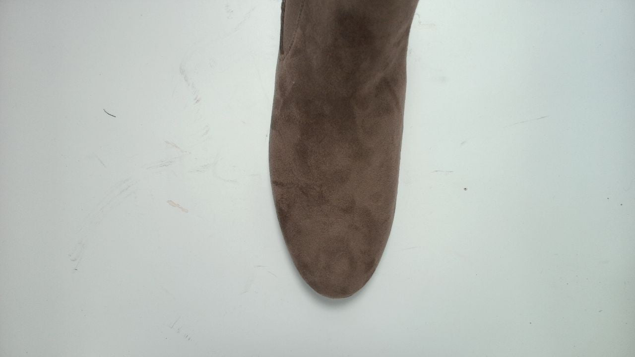 VJH Confort Womens Taupe Solid Slip On Elastic Chelsea Bootie Low Heel, 8.5