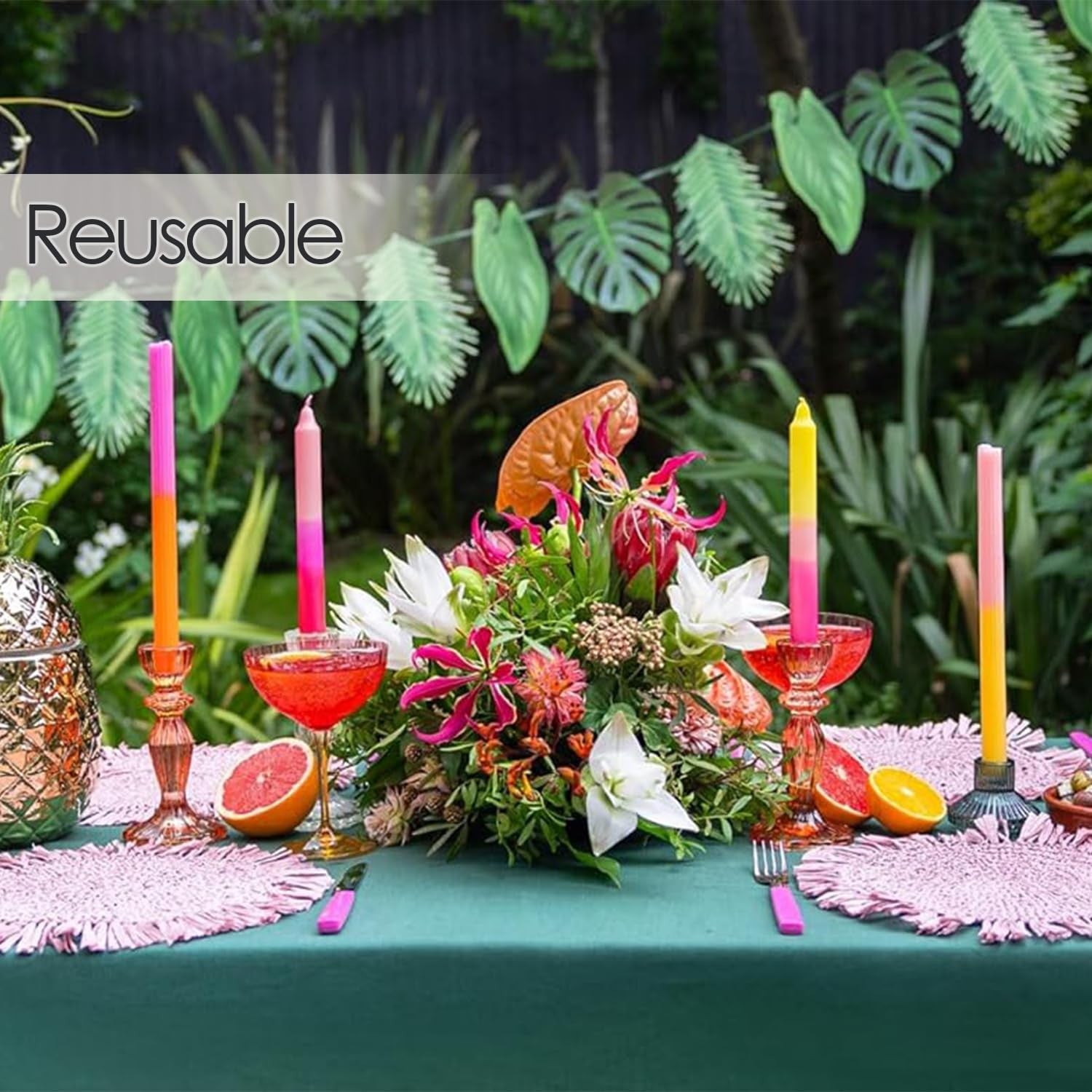 Tropical Palm Leaf Garland Party Decorations, Length 2.6M, 8.5 FT, Green
