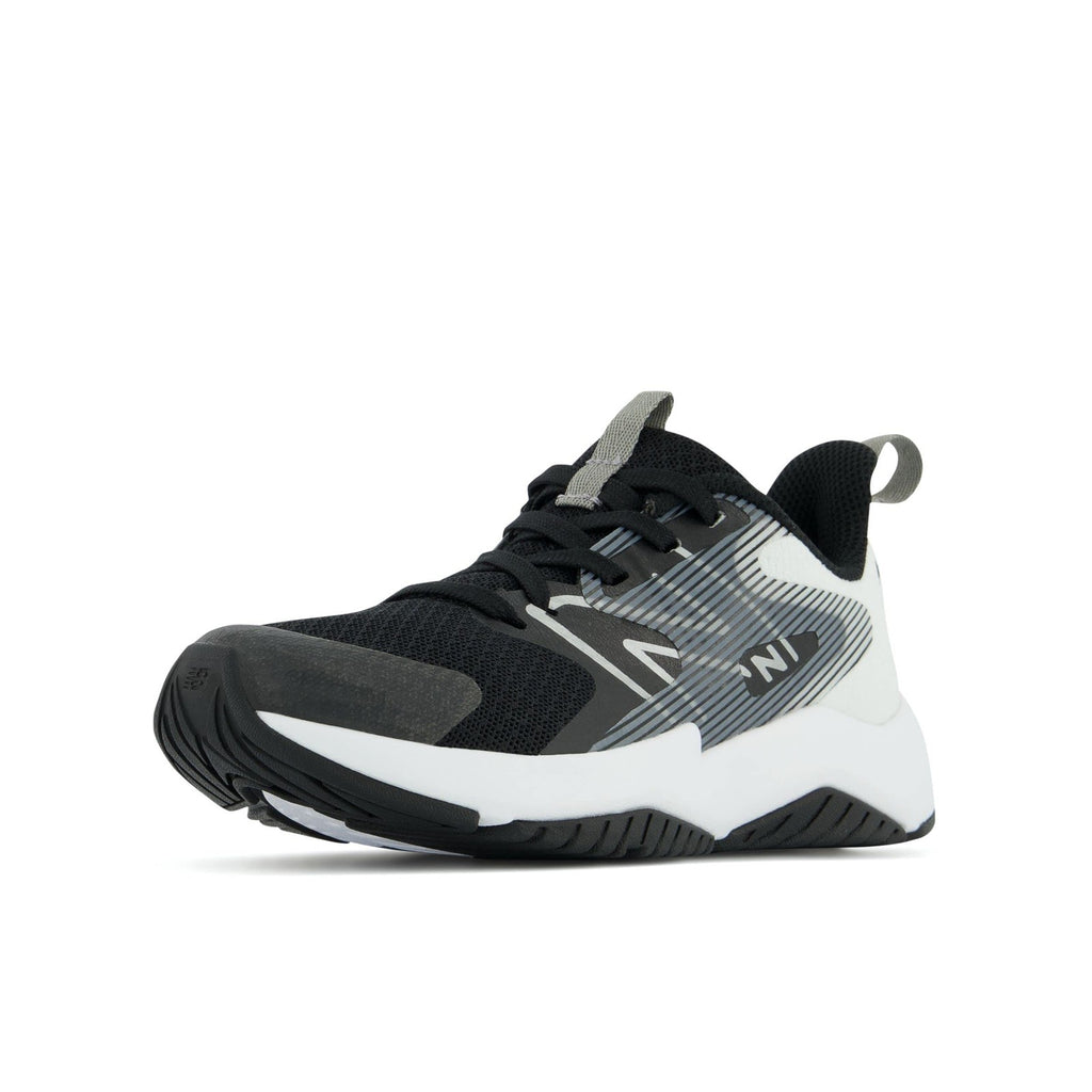 New Balance Kid's Rave Run V2 Lace-up Shoe, Black/White, 6.5 Wide Big Kid