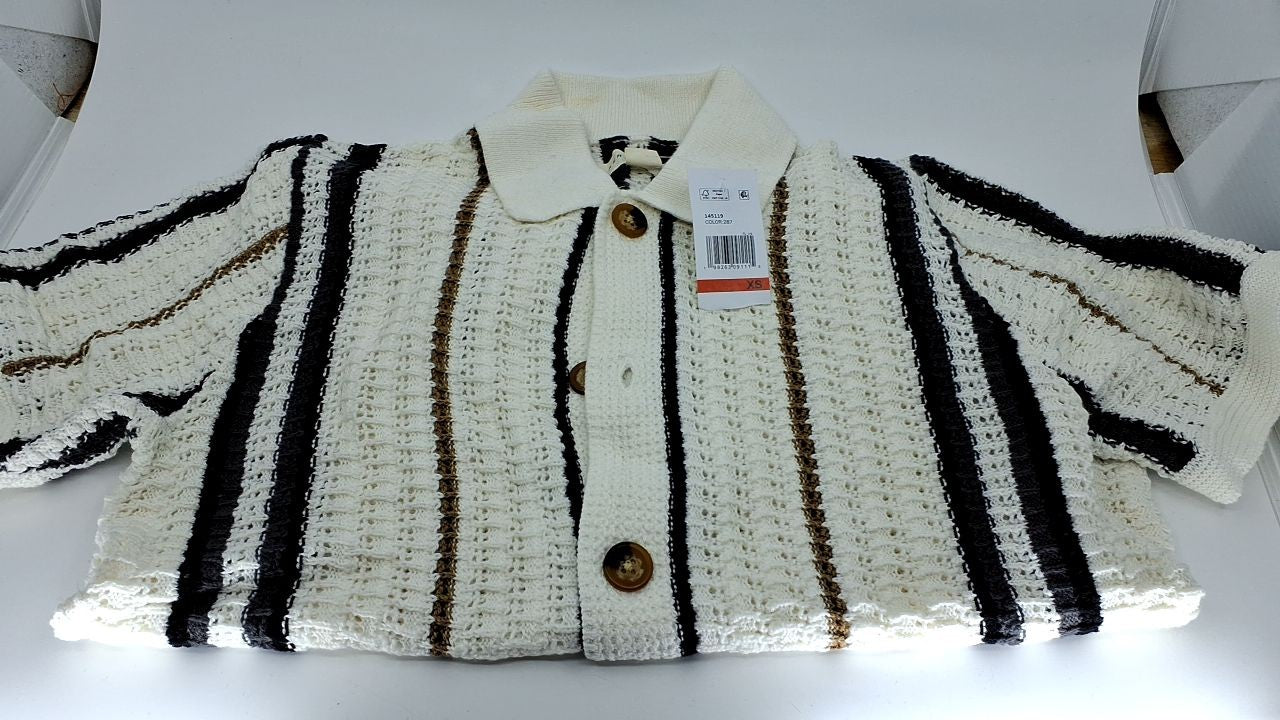 AEROPOSTALE Men's Striped Open-Knit Buttoned Sweater Polo, Blue