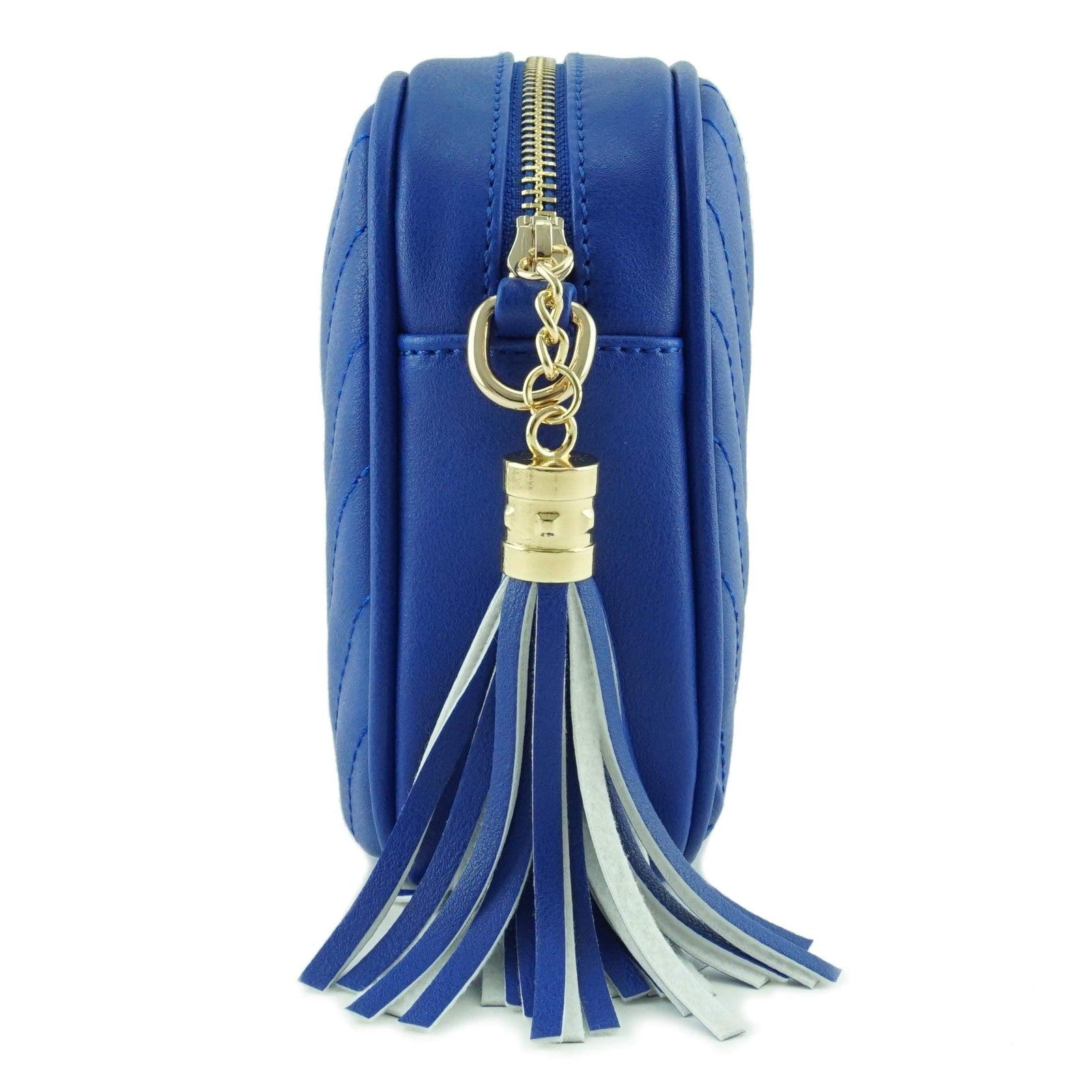 Simple Royal Blue Crossbody Bag w/ Chain Strap & Tassel Closure