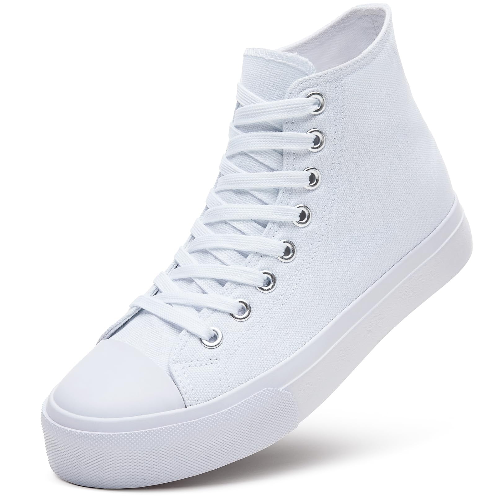 Womens Casual Tennis Walking Shoes High Top Canvas White 7.5