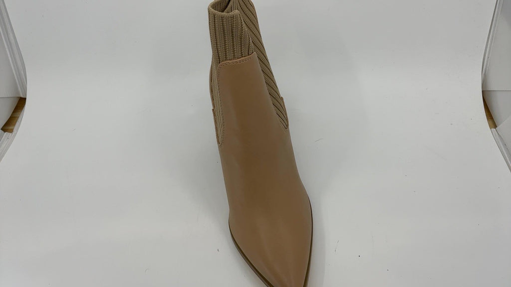 Coutgo Womens Khaki Chelsea Boots Pointed Toe Chunky Block Heel Size 7.5