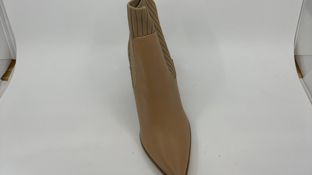 Coutgo Womens Khaki Chelsea Boots Pointed Toe Chunky Block Heel Size 7.5