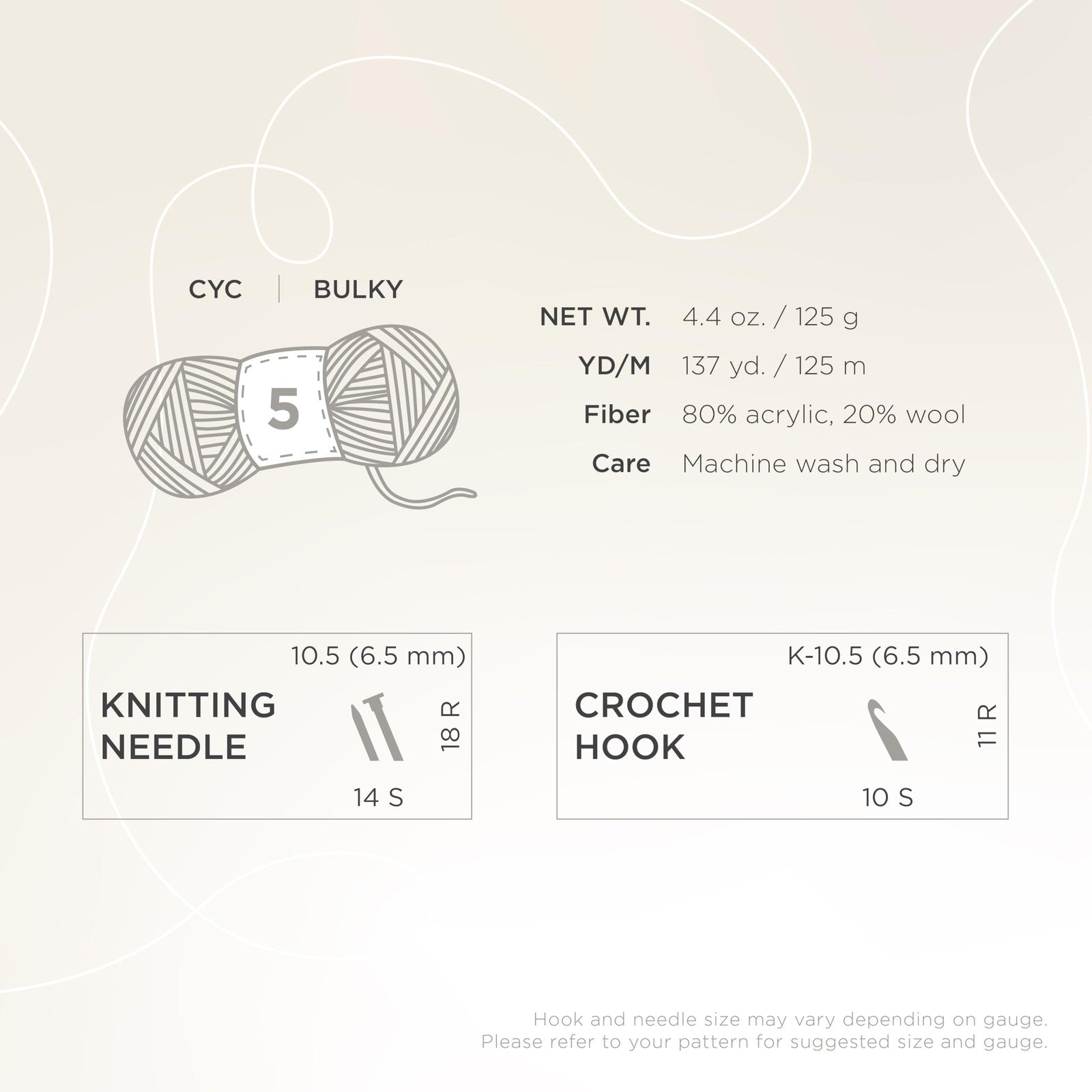 Hue + Me Chunky Yarn, Cement, 1 Pack for Knitting & Crocheting