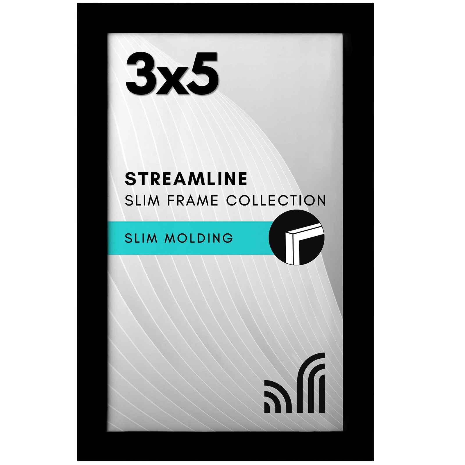 3x5 Black Frame - Crystal-Clear Glass, Modern Design, Tabletop Display