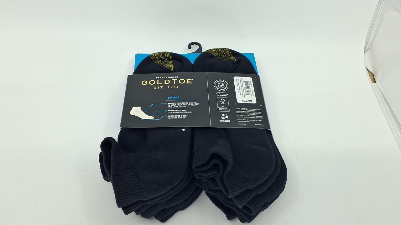 GOLDTOE Men's Cotton Low Cut Sport Liner Socks, 6-Pairs, Black, Large