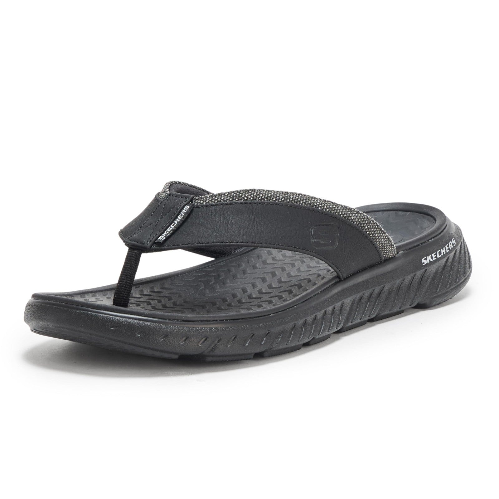 Skechers Men's Harver Thong Sandal, BBK, 12