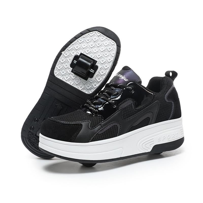 Black Roller Skate Shoes for Kids Size 6 Wooowyet Wheeled Sneakers