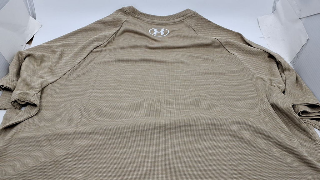 UA Men's Tech Textured Short Sleeve T-Shirt, City Khaki, Large