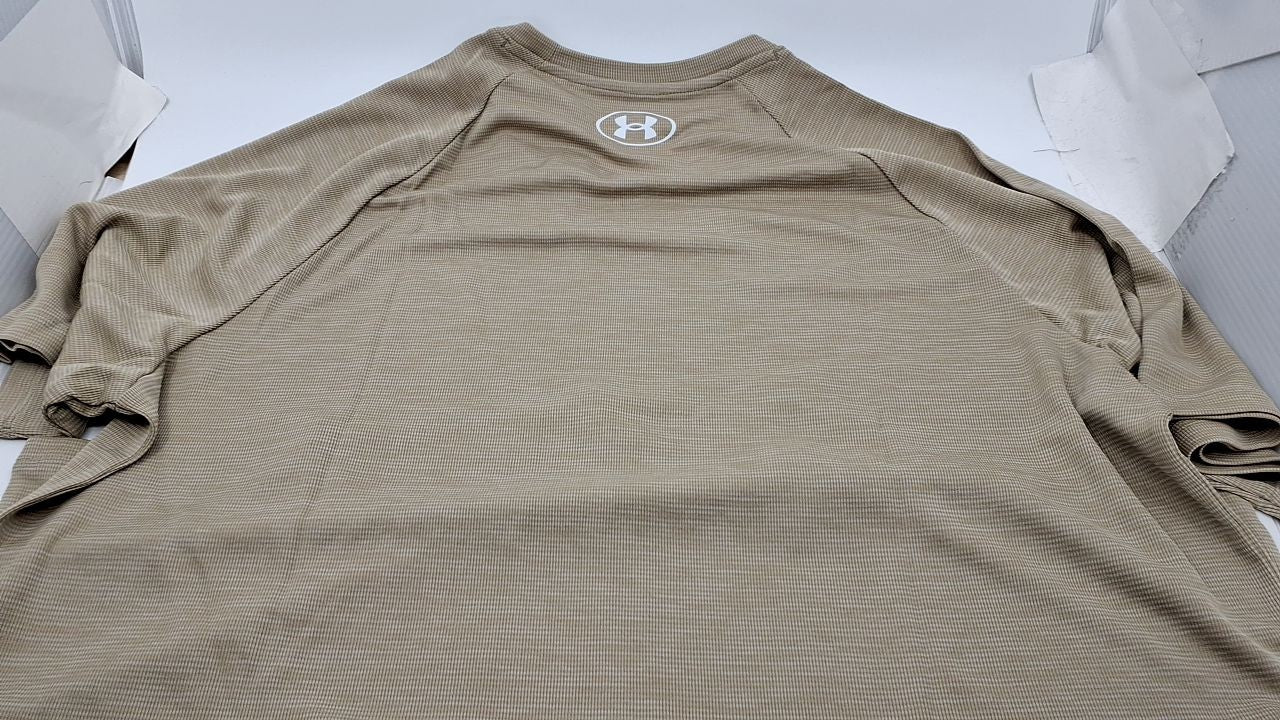 UA Men's Tech Textured Short Sleeve T-Shirt, City Khaki, Large