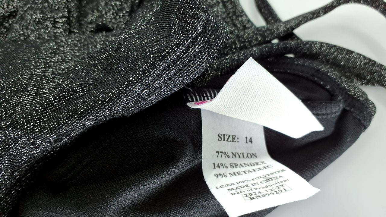 Girls' Kanu Surf Hurricane Sport Swimsuit, UPF 50, Black, Size 14