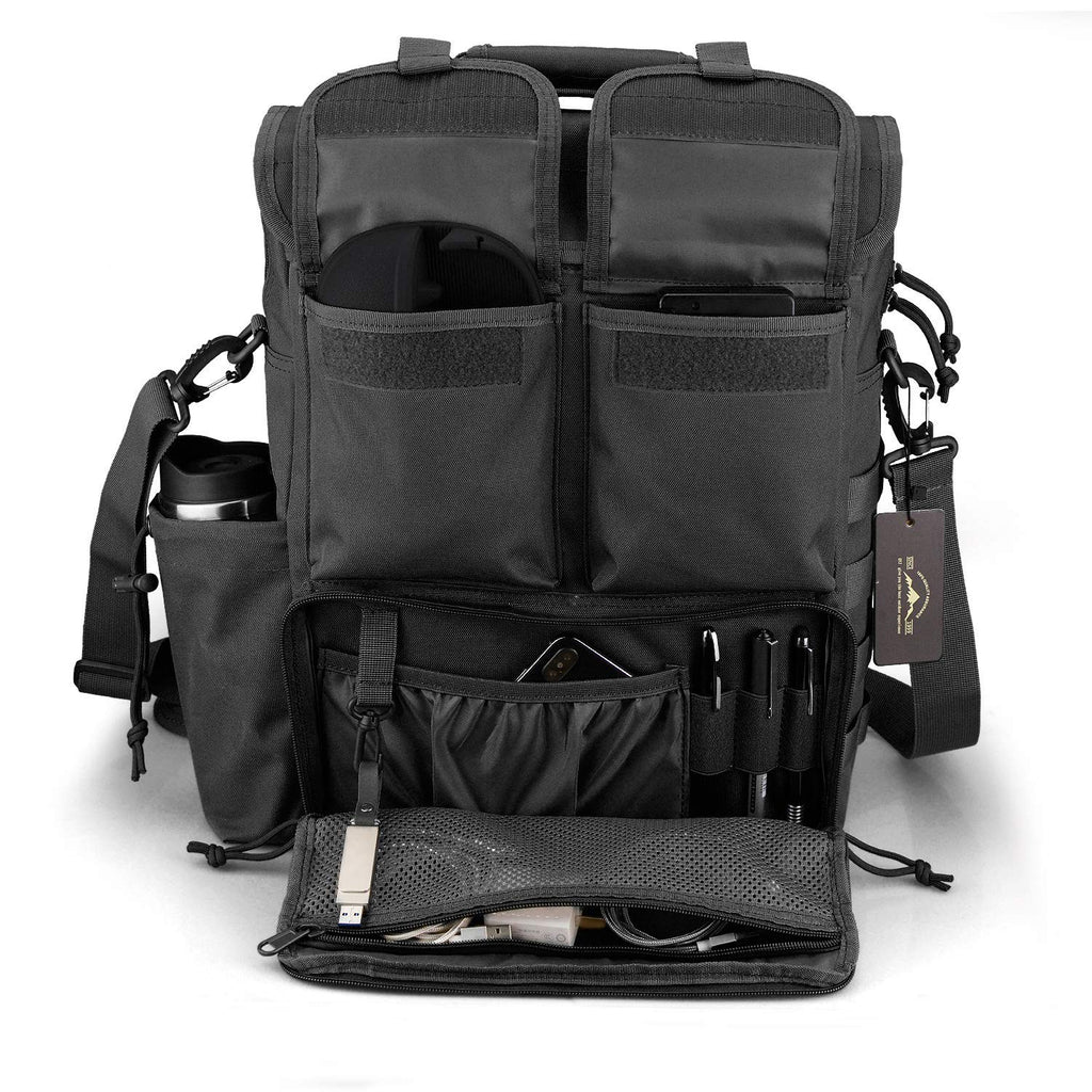 Durable Black Tactical Messenger Bag 17.3 in Sling Shoulder Pack