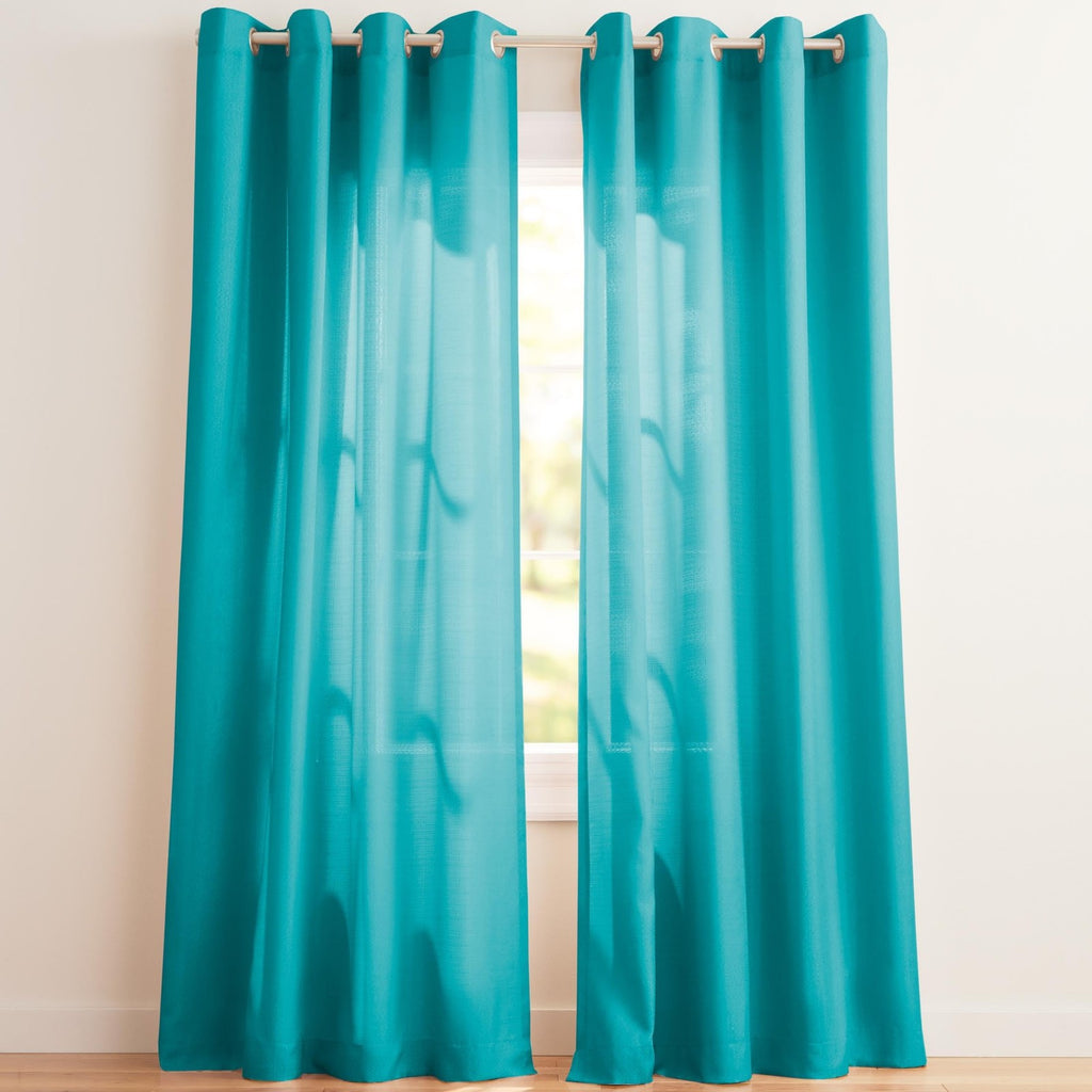 Light Filtering Linen Look Curtain Panels 54x84 Blue Teal - 2 Pack
