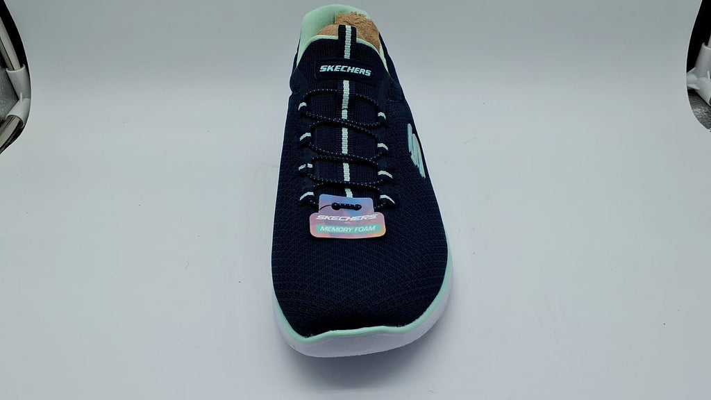 Skechers womens Summits Sneaker, Navy/Aqua, 10 Wide US