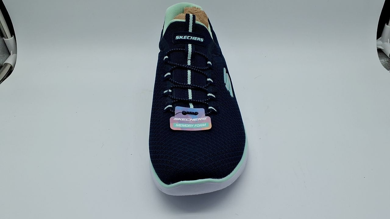 Skechers womens Summits Sneaker, Navy/Aqua, 10 Wide US