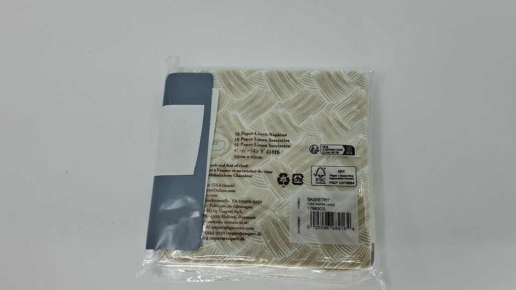 Caspari Basketry Flax Paper Linen Cocktail Napkins - 15 Per Package