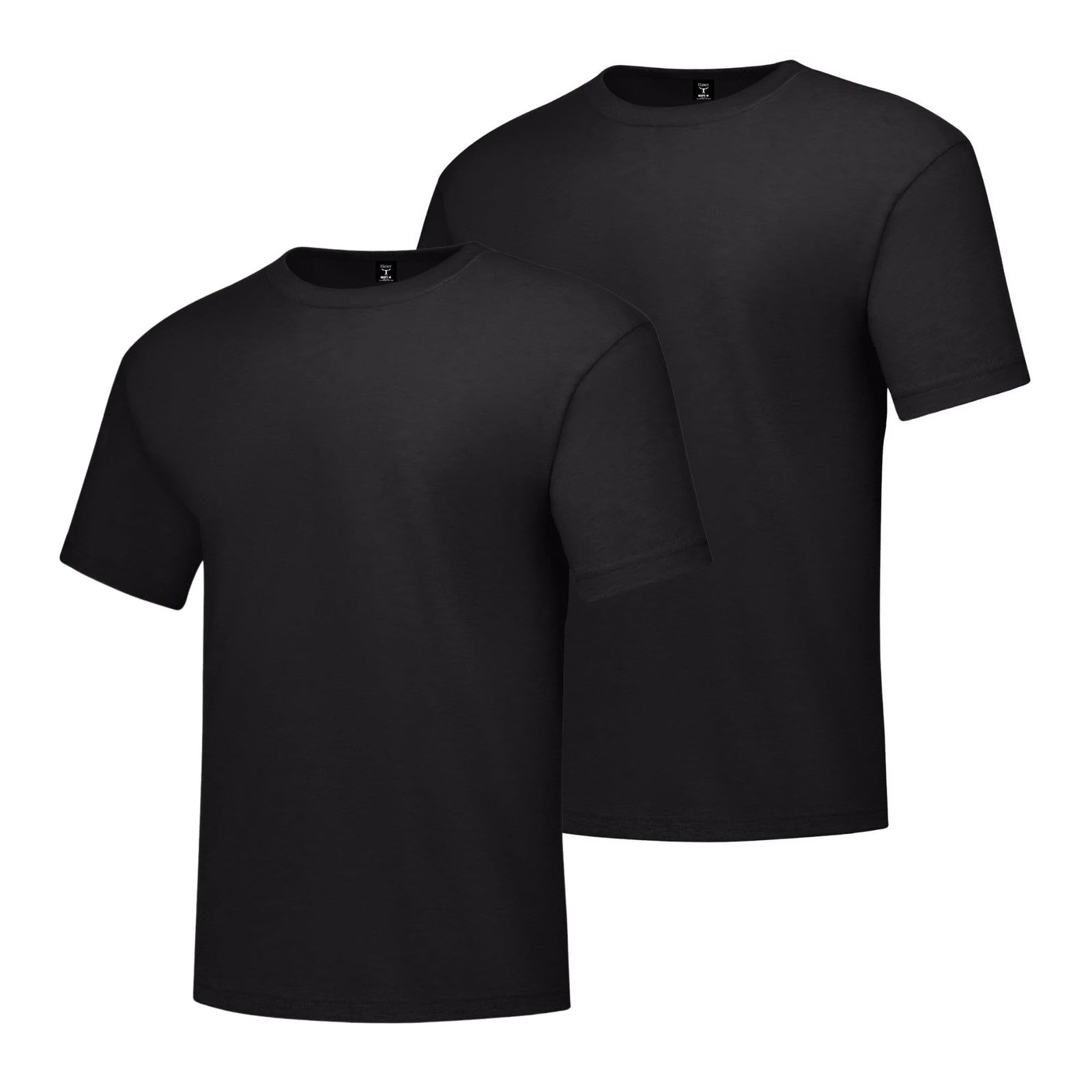 Hanes Men's Short Sleeve Beefy-T (Pack of 2), Black, Large