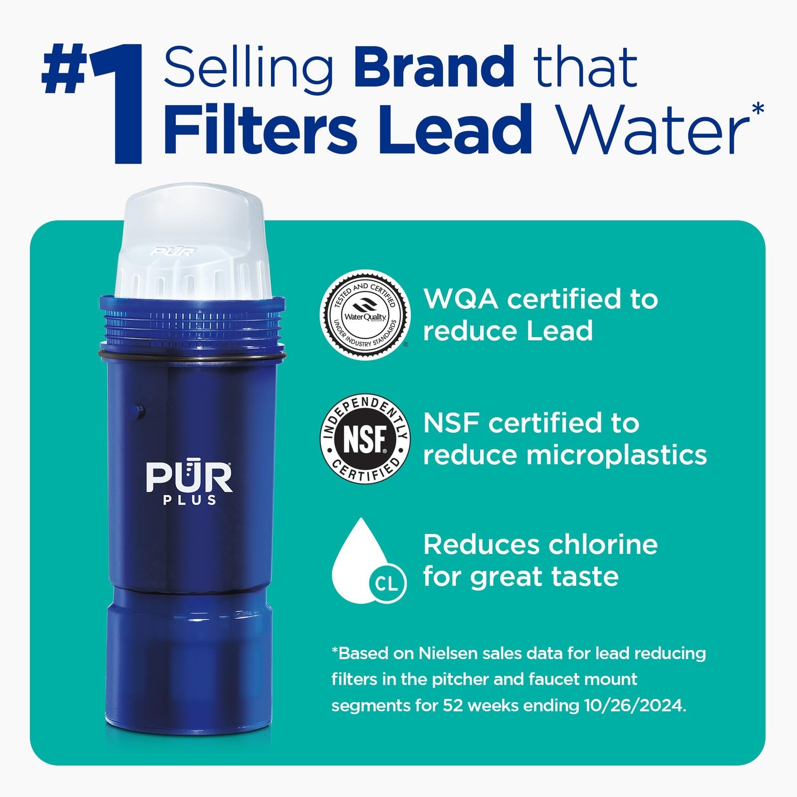 PUR Plus Water Pitcher 11-Cup - Lead Reduction, Dishwasher Safe