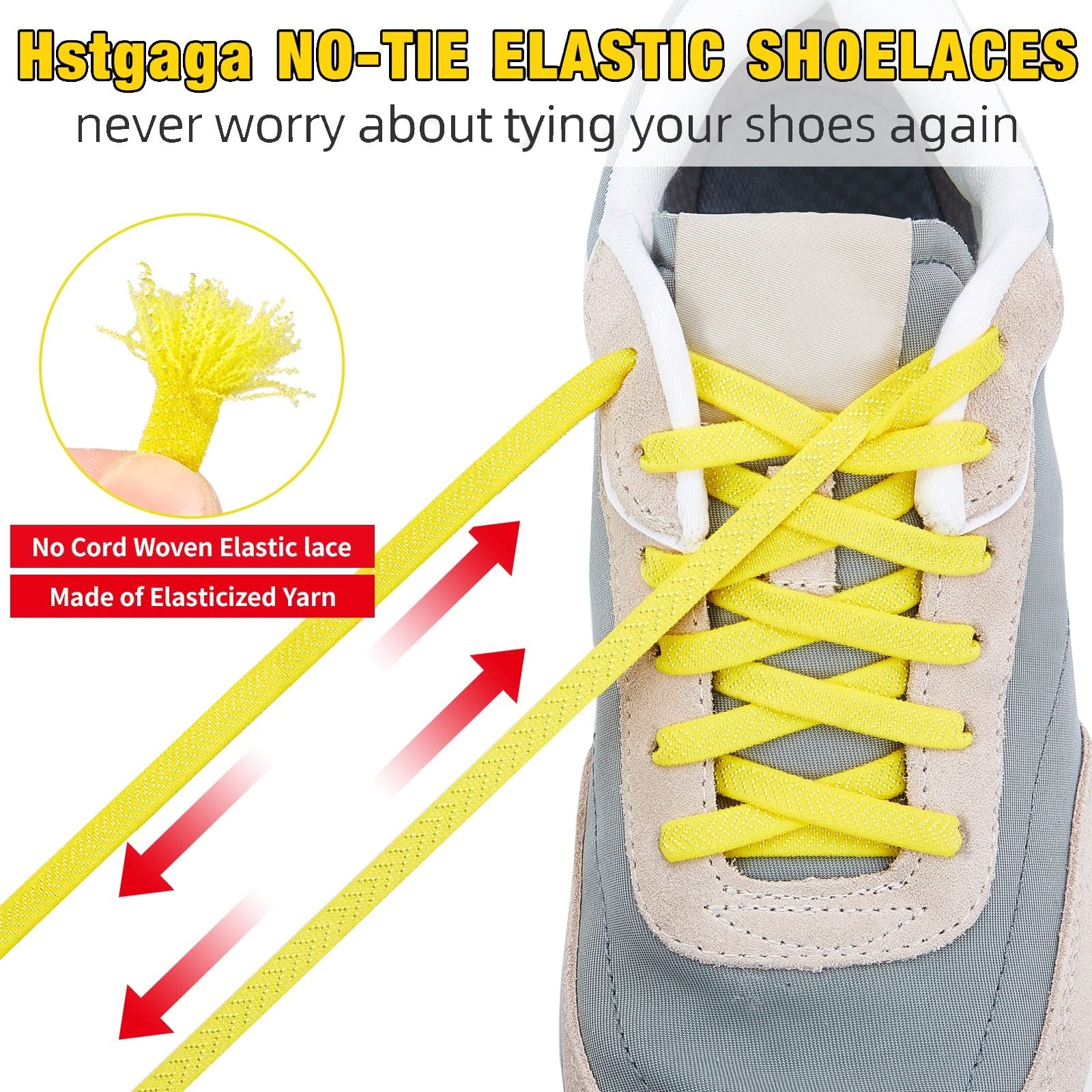 Hstgaga Elastic Shoe Laces for Kids and Adults, Tieless Shoelaces for Sneakers