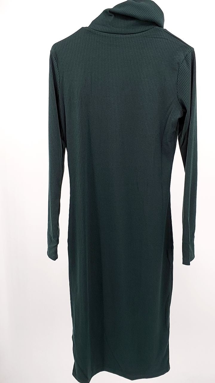 Ribbed Turtleneck Long Sleeve Dress