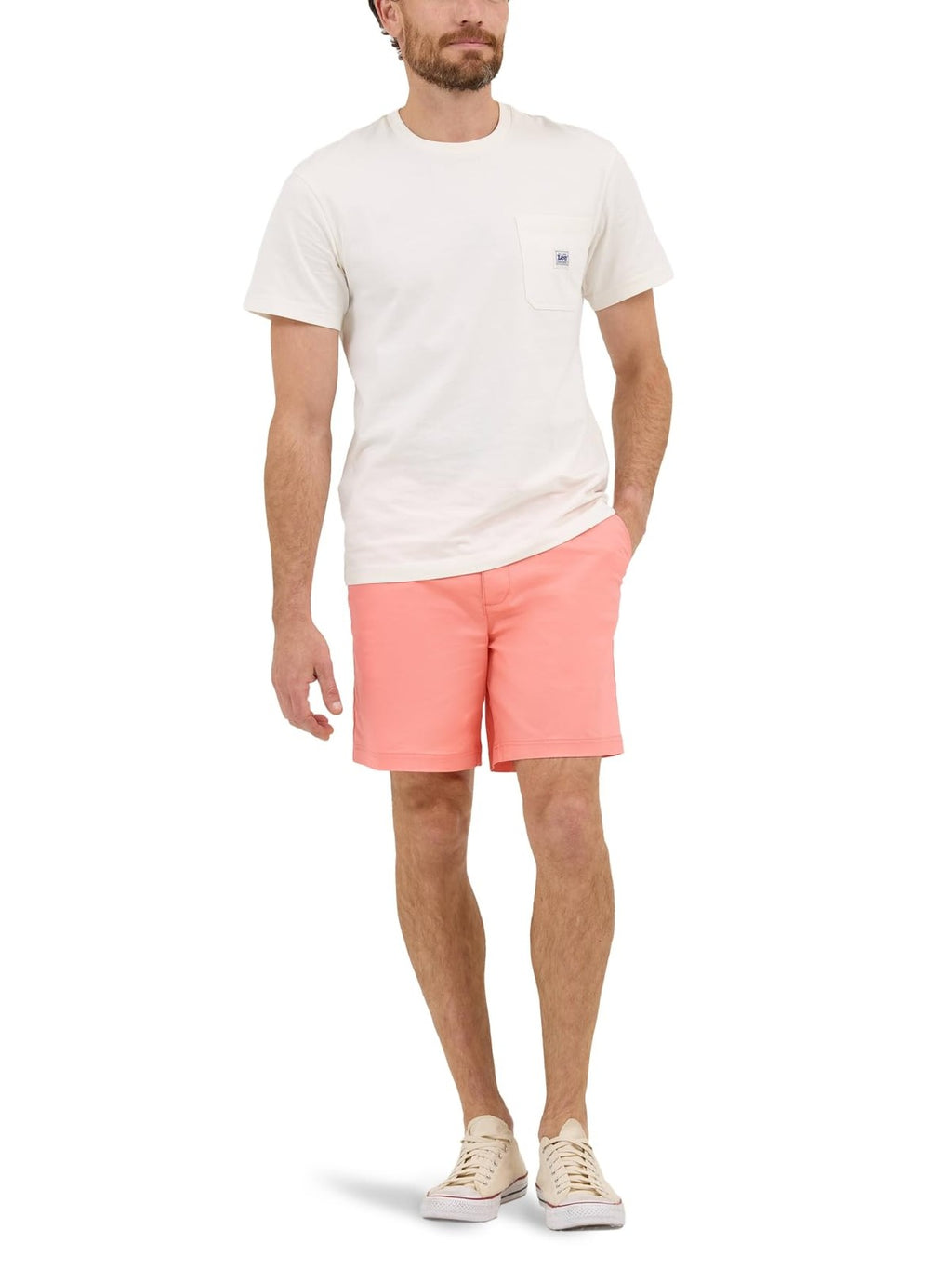 Lee Men's Extreme Motion 7" Flat Front Short, Bright Papaya, 40