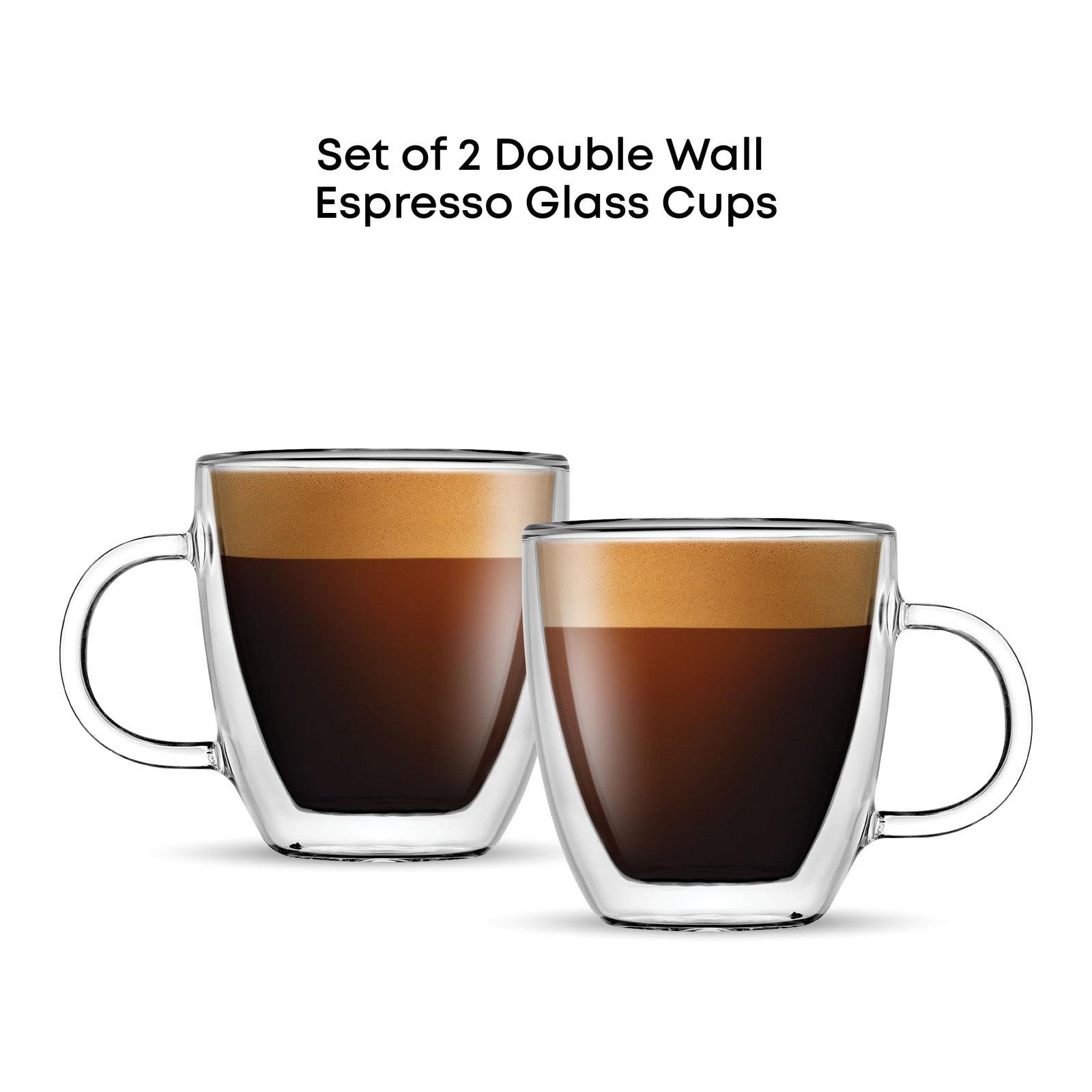Set of 2 Double Wall Espresso Mugs - 5.4 Oz Borosilicate Glass