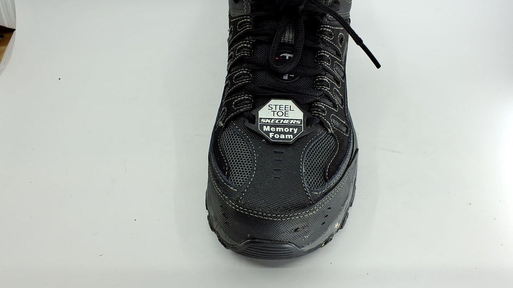 Steel Toe Athletic Shoe for Men, Black/Gray, Size 9.5, Rubber Outsole