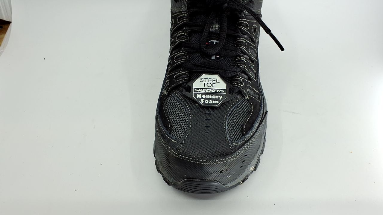 Steel Toe Athletic Shoe for Men, Black/Gray, Size 9.5, Rubber Outsole