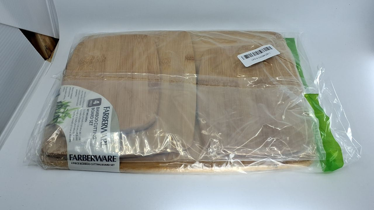 Bamboo Cutting Board Set, 4-Piece Reversible for Prep & Charcuterie