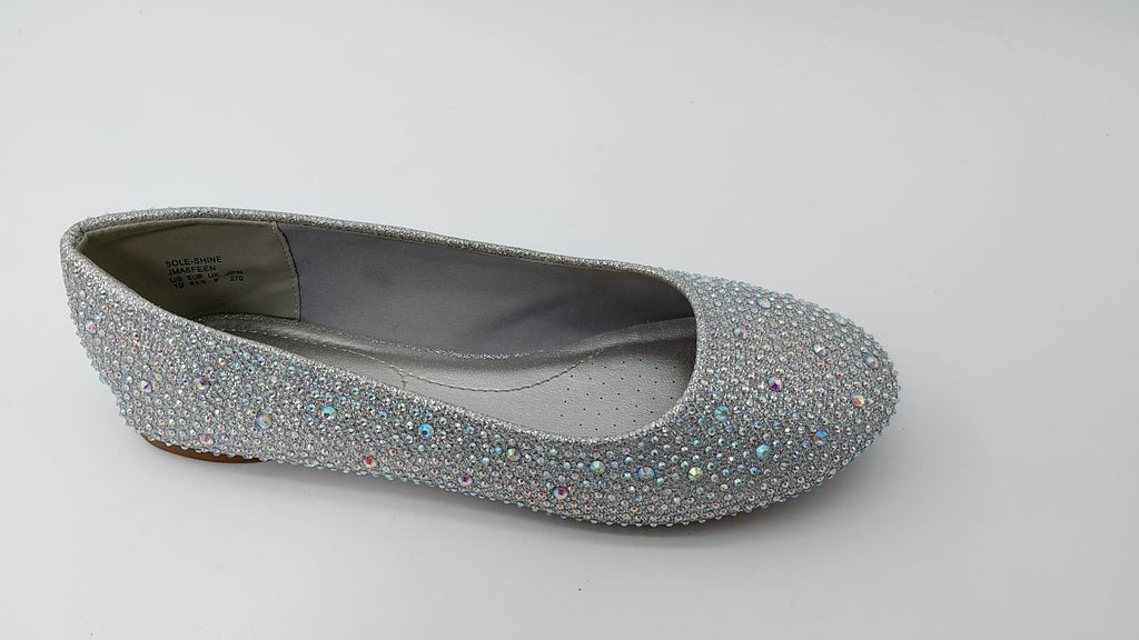 DREAM PAIRS Womens Rhinestone Ballet Flats Shoes, Silver - 10 (Sole-Shine)