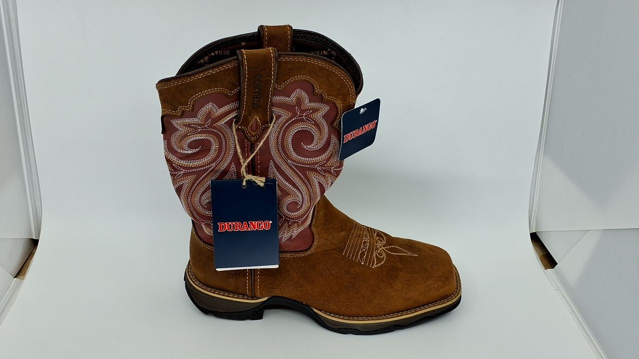 Durango womens Lady Rebel Work Western Boot, Briar Brown and Rusty Red, 8 US