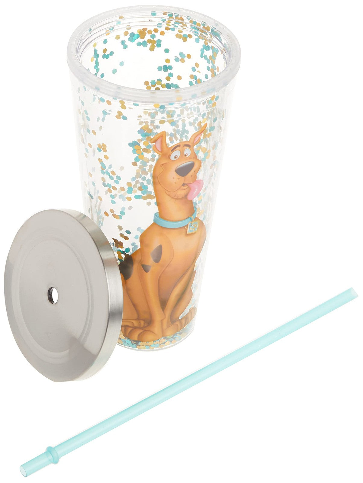 20 oz Glitter Tumbler w/ Straw - Double Wall Insulated - Scooby Doo