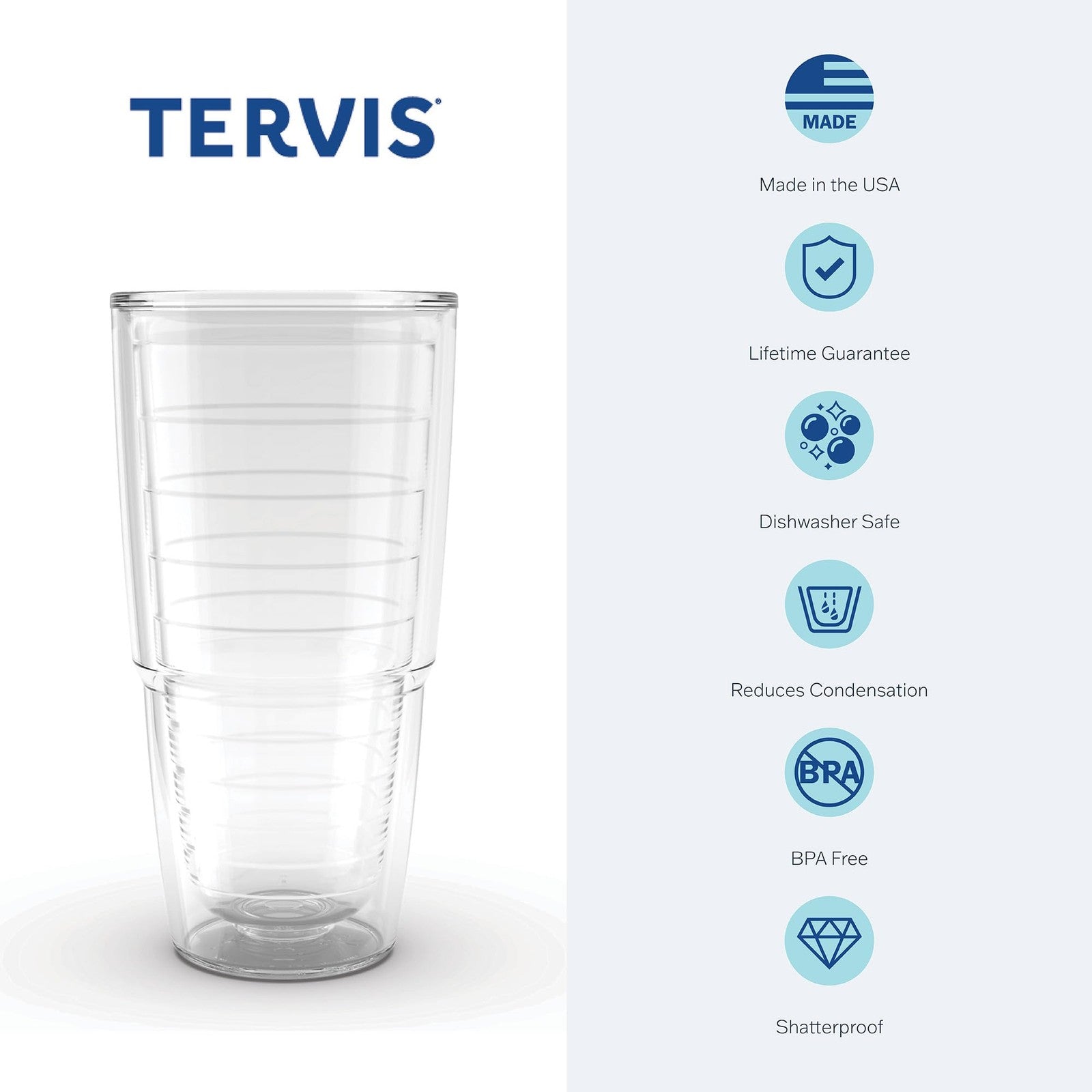 Tervis Football Yards Background Tumbler with Wrap and Blue Lid 24oz, Clear