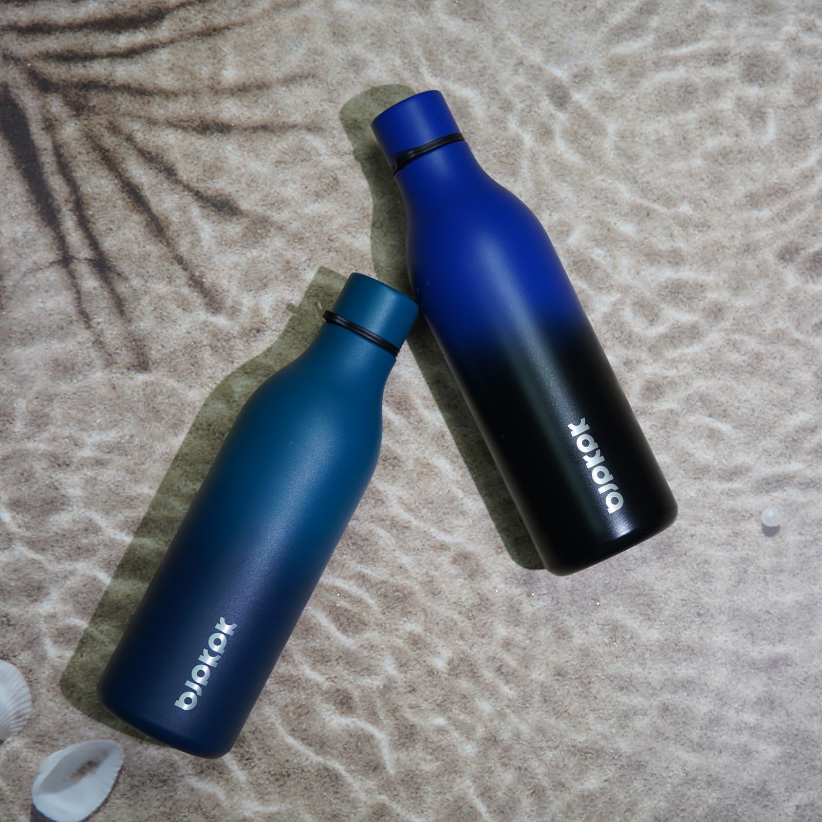 Reusable 18 oz Insulated Water Bottle, Stainless Steel, Green, w/ Strap