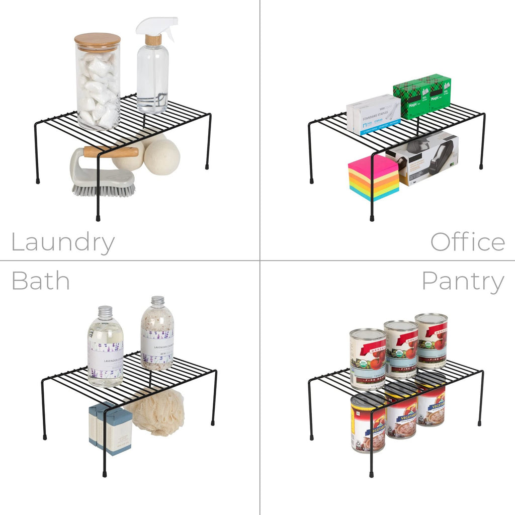 Kitchen Organizer Shelf, Black Steel, 8.5 x 13.25 in, Medium Size