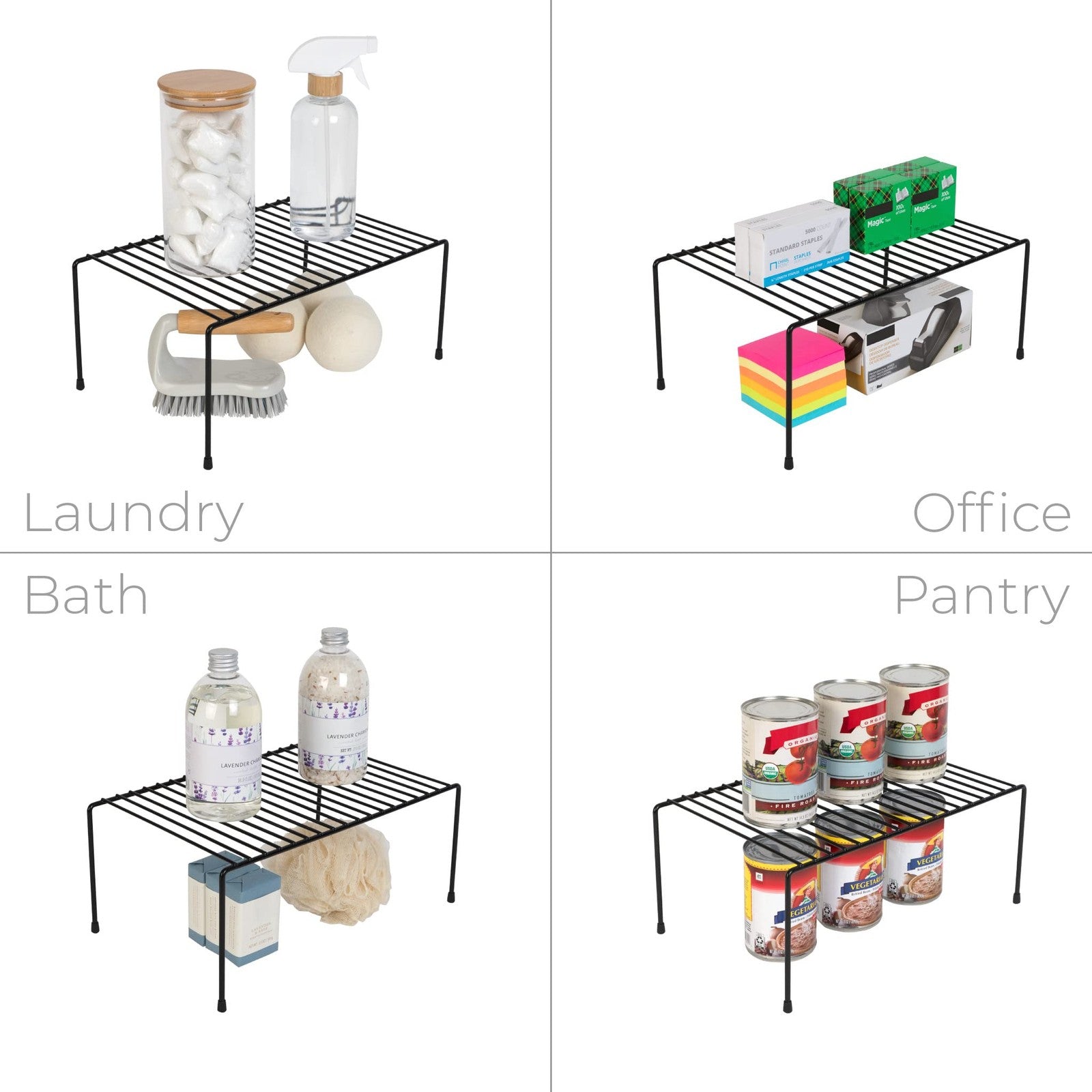 Kitchen Organizer Shelf, Black Steel, 8.5 x 13.25 in, Medium Size