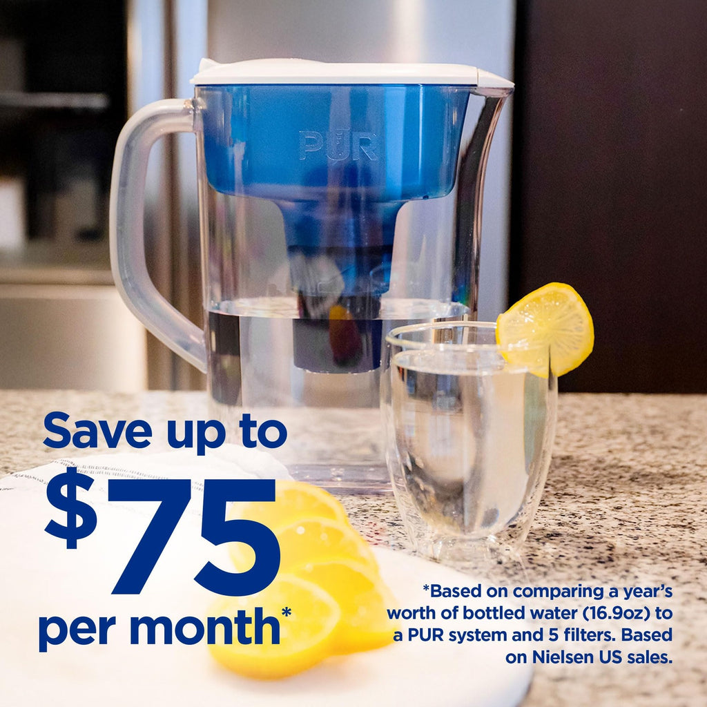 PUR 7-Cup Water Pitcher - Fast Filtration, Dishwasher Safe, White