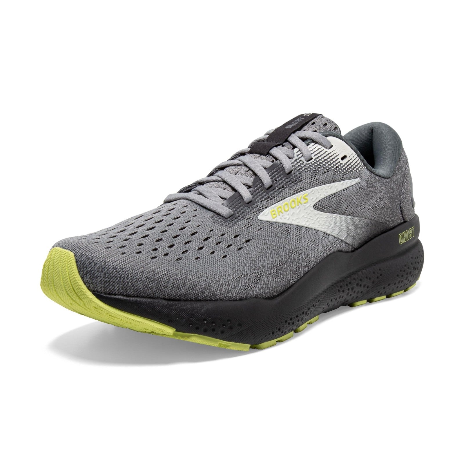 Brooks Men’s Ghost 16 Neutral Running Shoe - Primer/Grey/Lime - 9 X-Wide