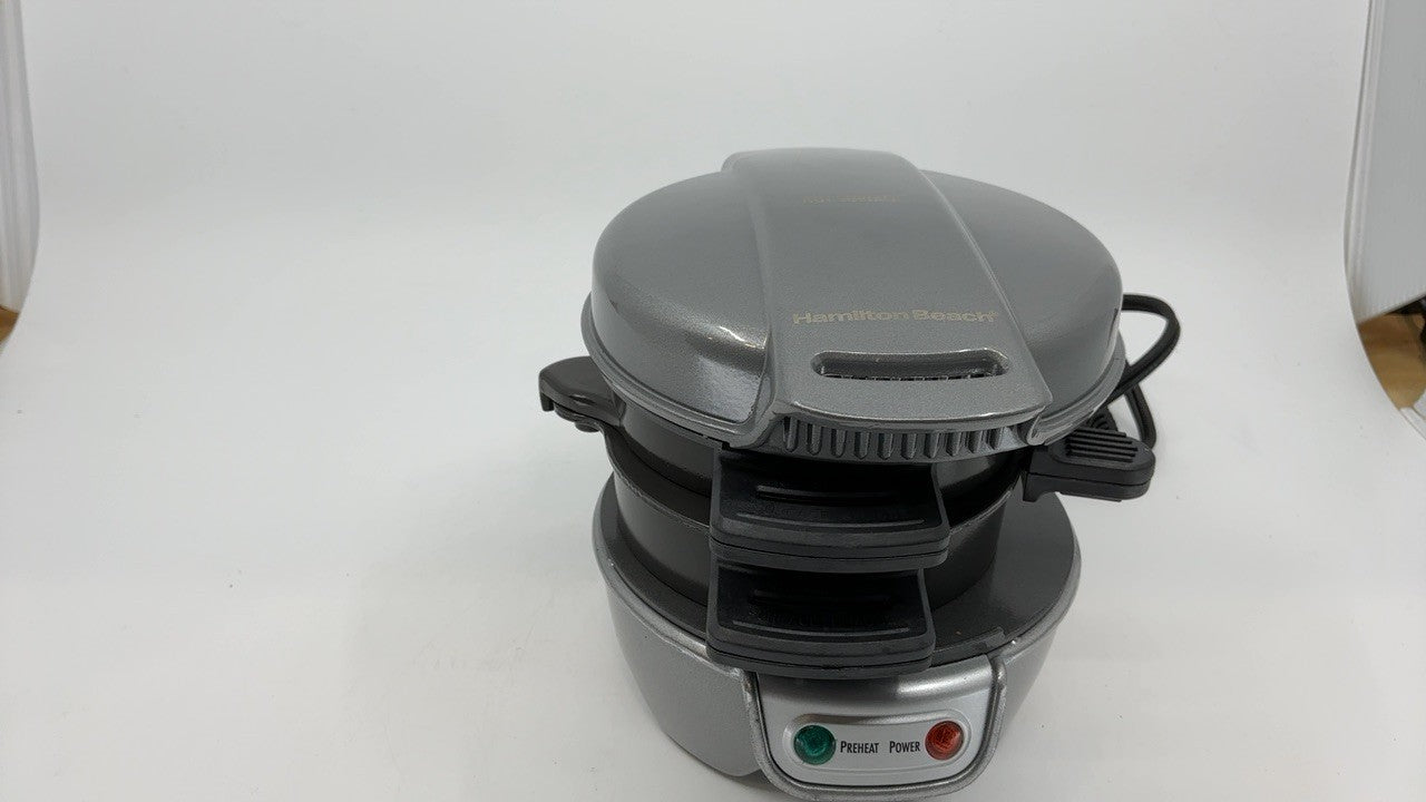 Hamilton Beach Sandwich Maker, Silver, Perfect for English Muffins & Waffles